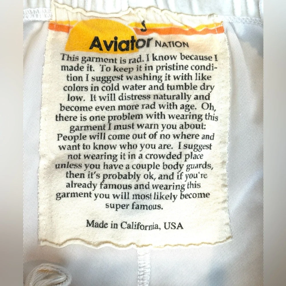Aviator Nation Relaxed Velvet Jogger White with Colorful Stripes size SMALL - Picture 9 of 12